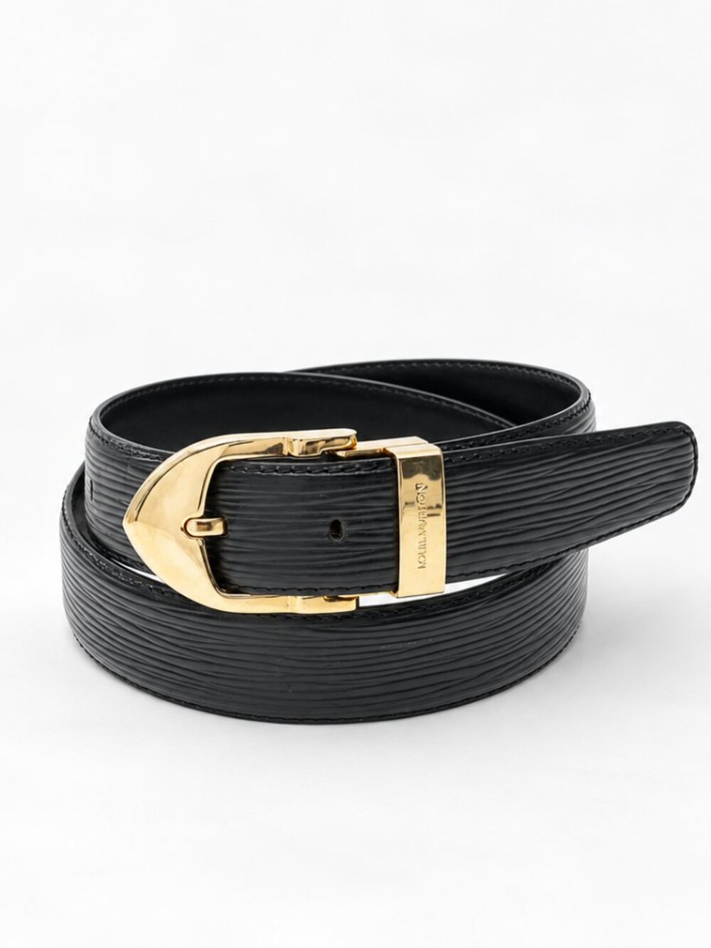 Authentic Louis Vuitton Epi Ceinture Black Belt With Gold Hardware Size 44/110